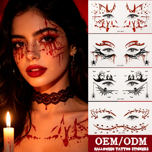 Autocollants pour le visage imperméables et durables pour Halloween, non toxiques, sans danger pour la peau, autocollants de tatouage pour les yeux en forme de toile d'araignée, CPNP, tatouages temporaires - Product Image 2