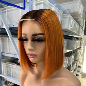 2x6 encaje Kim Kardashian inspirado Kim K cabello humano recto Bob peluca 100% encaje transparente virgen 1B/4/<span class=keywords><strong>dorado</strong></span> para Color Ombre - Product Image 4