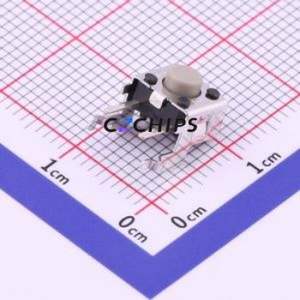 B3F-3122 Tactile Switch Bent Lead Through Hole-4P,6x6mm Switch Single Pole Single Throw Round Button 1.47N Right Angle Insert - Product Image 1
