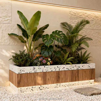 Pot de fleurs rectangulaire sur mesure en fibre de verre GRC UHPC de grande taille 102 MgO pour usage commercial en rue