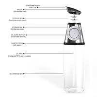 Bouteille pulvérisateur d'huile d'olive en acier inoxydable 304 pour cuisine, marque privée OEM, avec pompe doseuse en ml pour la cuisson