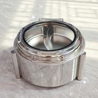 Chauffe-Plat Buffet Lefeng 6L en Acier Inoxydable, Réchaud Alimentaire à Alcool avec Contrôle Manuel de la Température, Argent, pour Hôtels et Traiteurs, 300W