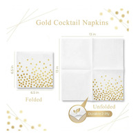 Serviettes de cocktail blanches à pois dorés, 2 plis, jetables, pour mariage, fête, restaurant, traiteur, en gros