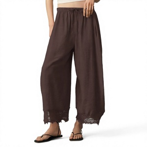 Women's Wide Leg Palazzo Pants Elastic Waist Loose Fit Casual <b>Trousers</b> for <b>Summer</b> - Product Image 3