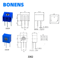 BONENS 3362P Trimpot Cermet à une seule rotation 10K 10% à passage traversant 0.25W