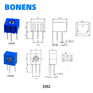 BONENS 3362P ตัวต้านทานเซอร์เมทแบบหมุนเดี่ยว 10K 10% แบบ Through-hole 0.25W - Product Image 3