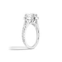 Bague de fiançailles SGARIT personnalisée en or 14 carats avec moissanite ronde de 2 carats, sertie d'une halo et d'un pavé, couleur VVS D, pour femme