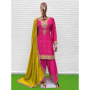 Ensemble Palazzo Traditionnel de Qualité Supérieure pour Femme avec Kurta Tendance pour Mariage et Fête – Séchage Rapide – Vente à l'Export - Product Image 4