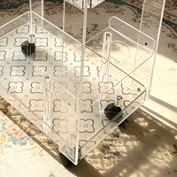 Chariot de rangement à double niveau en plastique transparent sur roulettes pour salon et bar