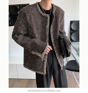 <span class=keywords><strong>Giacca</strong></span> Casual lavorata a maglia allentata di piccola fragranza di lusso leggera da <span class=keywords><strong>uomo</strong></span> con risvolto scozzese <span class=keywords><strong>in</strong></span> <span class=keywords><strong>Tweed</strong></span> retrò - Product Image 6