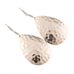 Pendientes Colgantes de Plata de Ley 925 con Forma de Gota de Agua, Martillados, Minimalistas, para Uso Diario, Joyería para Mujer - Product Image 1