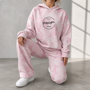Conjuntos Deportivos de 2 Piezas para Mujer, Personalizados por el Fabricante, 100% Algodón, Sudadera con Capucha Estampada Extra Grande y Pantalones Deportivos - Product Image 4