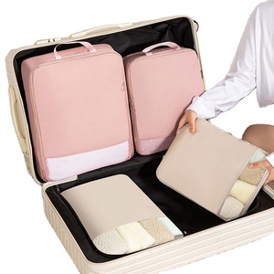New Polyester Memory Cloth Compressible Waterproof Travel Storage Bag 2-Piece Set <b>Suitcase</b> Clothing Organizer Zipper Closure - Product Image 1