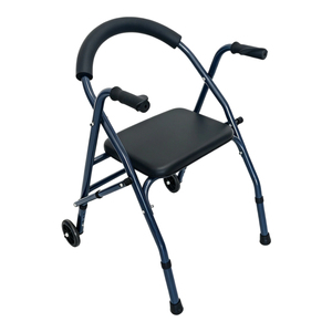 Height Adjustable Walker <strong>with</strong> <strong>Seat</strong> Two Wheel Foldable <strong>Walking</strong> <strong>Frame</strong> Anti Slip Feet Mobility Aid for Elderly Disabled - Product Image 2