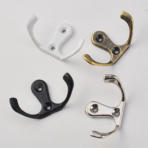 Double <b>Hook</b> Wall Mounted Coat And Cap Hanger Antique Bronze Black White Silver Brass Corner Shape Wardrobe <b>Kitchen</b> Bathroom - Product Image 2