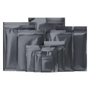 Многоразмерные сумки для хранения еды и кофе на молнии, многофункциональные сумки из алюминиевой фольги, матовые черные мешки на молнии