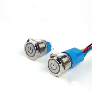 Interruptor de botão de pressão de metal LED RGB com fio de 12mm 16mm 19mm 22mm com fio personalizado