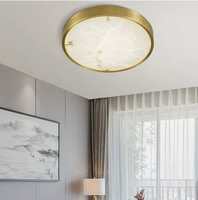 Plafonnier rond en marbre naturel avec cadre en laiton, lampe LED encastrée pour chambre à coucher et salon