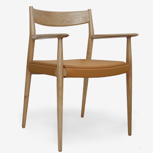Sedia da Pranzo in Legno Massello <span class=keywords><strong>e</strong></span> Pelle Stile Nordico con Braccioli <span class=keywords><strong>e</strong></span> Schienale Design Minimalista Moderno per Hotel <span class=keywords><strong>e</strong></span> Uso Domestico - Product Image 4