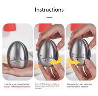 Temporizador de Cocina IStapromo, Temporizador de Huevos de Acero Inoxidable, Reloj Despertador Mecánico de 60 Minutos
