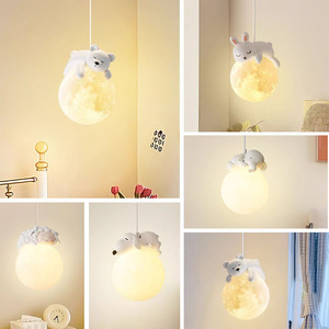 Cartoon Animal Pendant <b>Light</b> Round <b>Led</b> Touch Control <b>For</b> Bedroom Hallway Children <b>Room</b> - Product Image 1