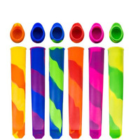 Tubes de fabrication de sucettes glacées sans Bpa de qualité alimentaire avec couvercles, paquet de 6 moules à sucettes glacées maison réutilisables en silicone