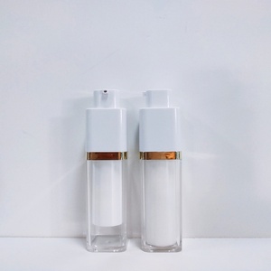 Cosmetics Lotion Twist up <b>Pump</b> <b>Bottle</b> 15ml 30ml 50ml Acrylic Airless Plastic <b>Bottle</b> Square - Product Image 6