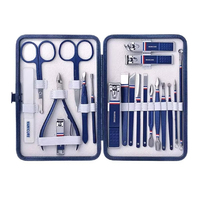 WELLFLYER MS-1280 Kit professionnel de manucure et pédicure en acier inoxydable Ensemble coupe-ongles avec étui en cuir
