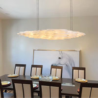 Luminaire suspendu linéaire en pierre d'albâtre, design moderne et personnalisé pour salle à manger d'hôtel, îlot de cuisine, lustre en marbre Shark