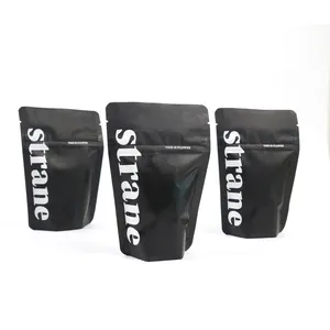 Custom Black Ziplock Stand-Up Tea Food Kraft Craft Cow Foil Paper Pouch Packaging Bag with Handles for Logo