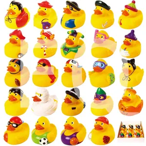 Jouet en plastique personnalisé promotionnel Animal pondéré course flottante jouet de bain assorti en caoutchouc canard en vrac baignoire canard de bain grinçant