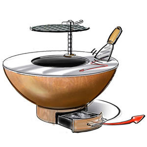 Parrilla de barbacoa para exteriores hemisférica con estilo moderno, cajón práctico de combustible de leña hecho de acero resistente a la intemperie - Product Image 1