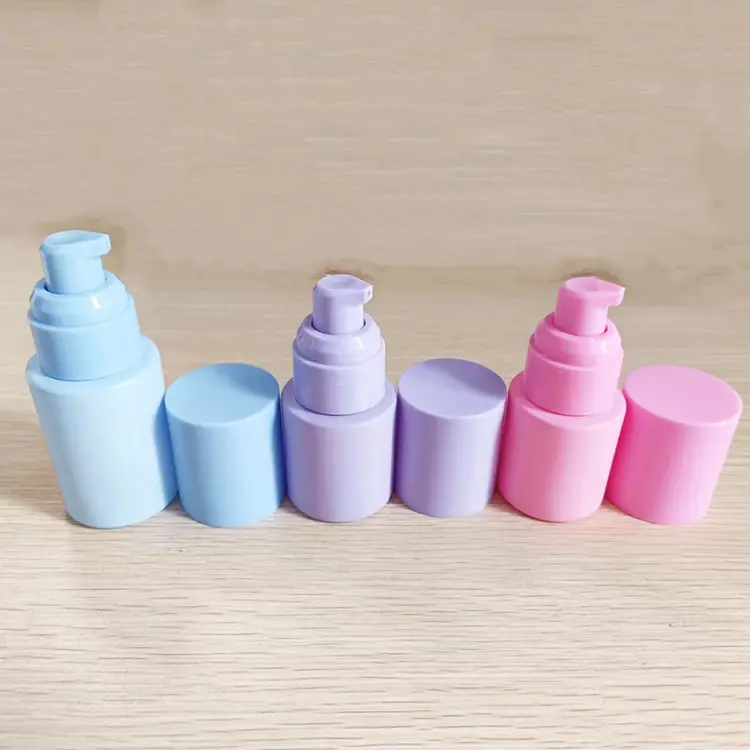 pink blue orange purple colored cosmetic glass pump bottles for body lotion 30ml