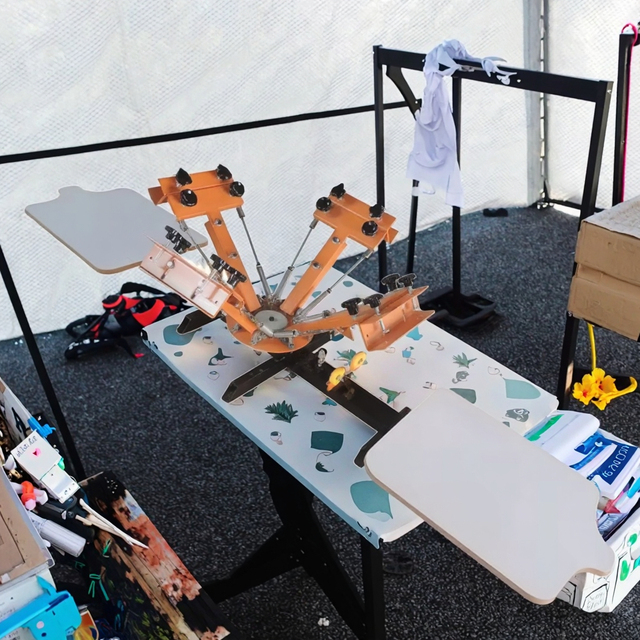 Manual 4-Color 2 Station Screen Printing Equipment Tshirt & Baby Garments Silk Screen Printer for Small Business & Home Use