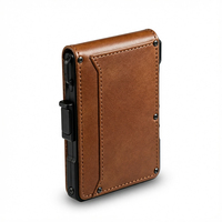 Porte-cartes RFID de style nouveau, en cuir véritable personnalisé, porte-cartes de crédit en aluminium avec clip à monnaie pour hommes