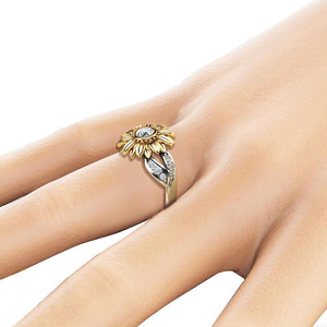 New Fashion Women Jewelry <strong>Sunflower</strong> Silver Crystal Wedding <strong>Rings</strong> for Women - Product Image 6