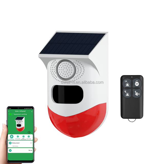 WiFi Motion Sensor Alarm Outdoor 120db Sound Solar Security Siren Light with Tuya APP Operation
