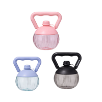 Bouteille d'eau en plastique OEM de 2200 ml/74 oz, design kettlebell, avec poignée ergonomique et couvercle à paille, sans BPA, pour l'entraînement de force