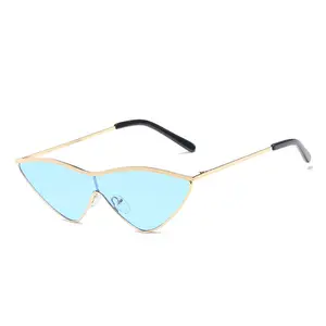 Kacamata Hitam Mata Kucing Kecil Wanita, Kacamata Hitam Logam Mode Musim Panas Warna UV400