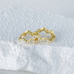 CANNER Nuevos Pendientes de Plata de Ley 925 con Zirconia en Forma de Ola de Una Sola Hilera, Bañados en Oro de 18K, Tipo Aro, Joyería para Mujer - Product Image 4