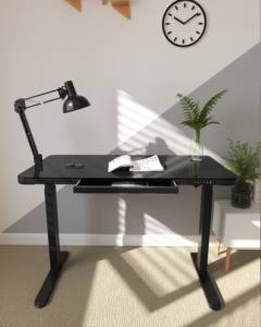 Electric Height-Adjustable Single Motor Computer Gaming Table Iron <strong>Glass</strong> Standing <strong>Desk</strong> With Dual Motor for Office Use - Product Image 6