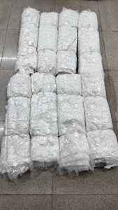 Tessuto in Pizzo Nigeriano di Alta Qualità con Ricamo Floreale 3D, Pizzo Africano Ecologico per Abiti da Festa e da Sposa - Product Image 4