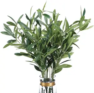 Faux Olive buatan cabang zaitun untuk vas hijau batang tengah rumah