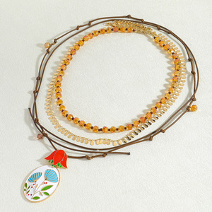 Collar <span class=keywords><strong>ZAA</strong></span> Lindo y Romántico de Acero Inoxidable Chapado en Oro de 18K con Colgante de Cereza Esmaltada con Efecto Goteo de Aceite - Product Image 2