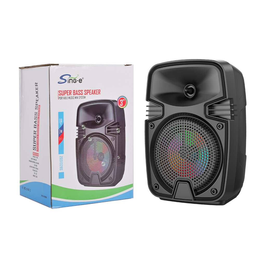 SING-E ZQS1328迷你TWS HiFi卡拉ok音箱，带RGB发光二极管灯响亮的