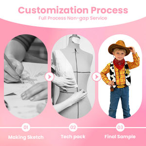 زي رعاة البقر الغربي للأطفال: قميص مخطط، سترة بنقشة بقرة، جينز، قبعة، باندانا لحفلات الهالوين والتنكر، خدمة OEM/ODM، سعر الجملة - Product Image 2