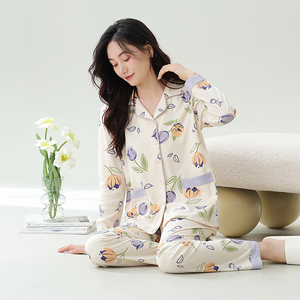 롱드 여성용 긴팔 V넥 나이트가운 <span class=keywords><strong>CVC</strong></span> 혼방 소재 수분 흡수 속건 부드럽고 통기성 좋은 피부 친화적인 홈 레저웨어 - Product Image 4
