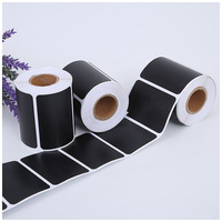 Étiquette personnalisée noire en PET vierge pour emballage de produits, bouteilles, expédition, imperméable, lavable, autocollante brillante en vinyle 4x6 en rouleau