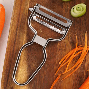 Pelapatate e Affettaverdure 2 in 1 in Acciaio Inox Impilabile, Utensile da Cucina per Frutta e Patate - Product Image 4