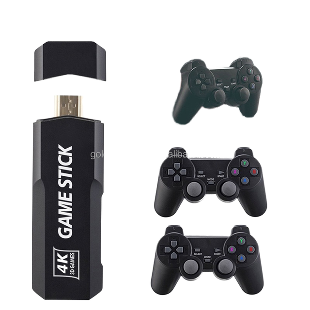 X2 Game Stick Wireless 4K HD Retro Gamepad PS1 TV Box Double Player with 64G/128G Capacity Supports FC SFC CPS Games for EU/US